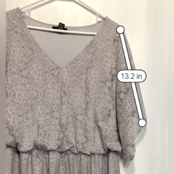 Alfani XL Blouson Midi Gray Lace overlay with Gray Lining Blouson with V-neck - Picture 3 of 11